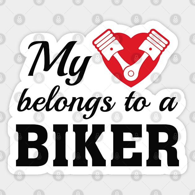 My Heart Belongs To A Biker Sticker by VectorPlanet